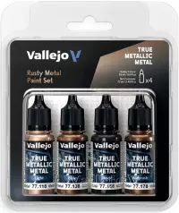 Ilustracja produktu Vallejo: 77.269 - True Metallic Metal - Rusty Metal Paint Set (4)